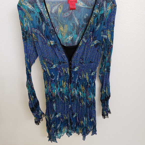 Bohemian V Christina Blue Top w/Lace Small NWOT - Picture 2 of 8